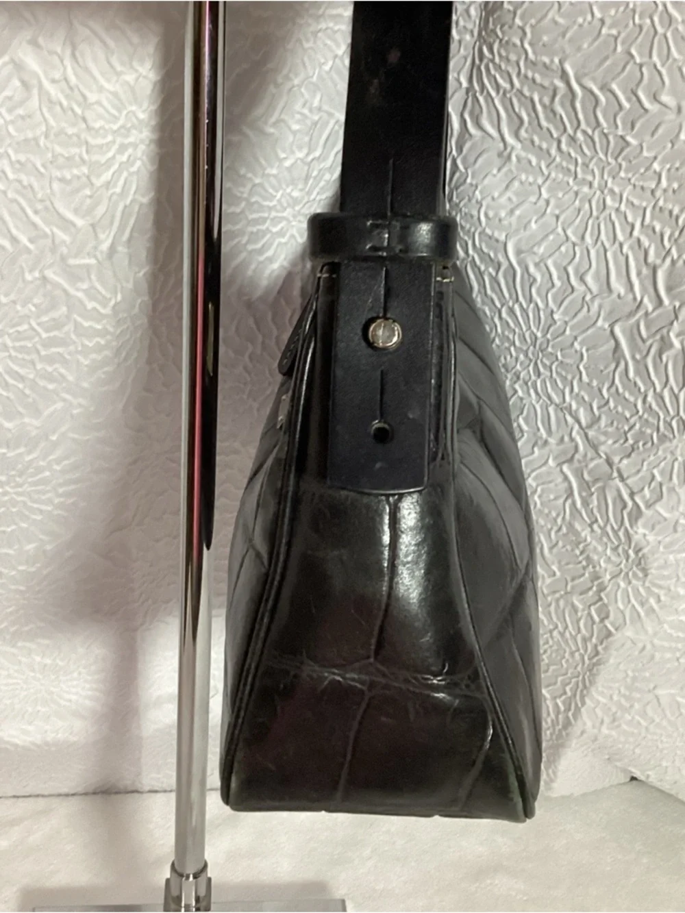 Dooney & Bourke Black Crocodile Embossed Leather Hobo Bag Classic Beauty